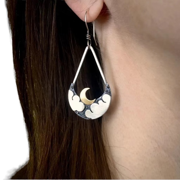 Moon in Sky Whimsical Drop Earrings - Picture 4 of 5